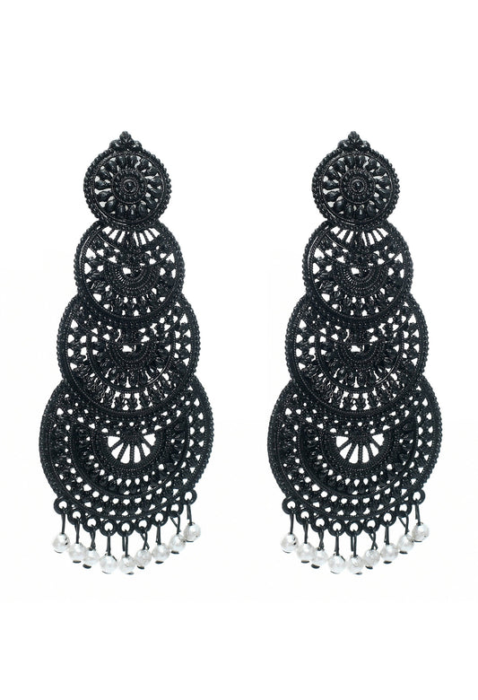 Mominos Fashion Johar Kamal Women's Latest Design Black Color Earrings