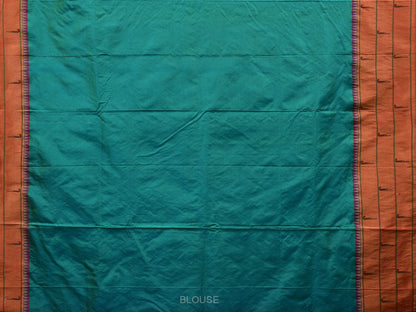 Sea Blue Paithani Silk Handloom Saree with Triple Muniya Border Design - Global Threads