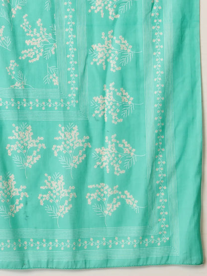 Yufta Sea Green Pure Cotton Anarkali Dupatta Pant Set