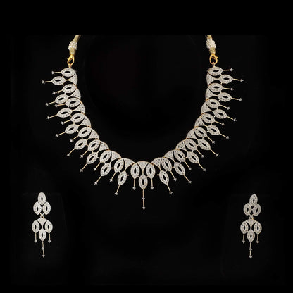 Rhodium-Plated Alloy Designer Ad Choker Necklace Set - The Pari