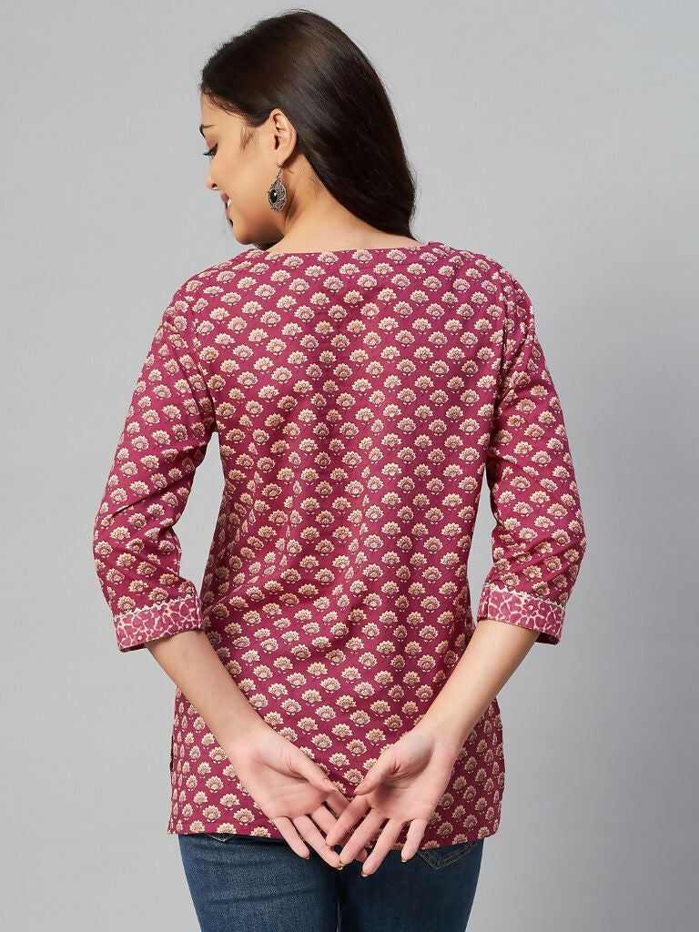 Miravan Women's Floral Printed Pure Cotton Kurti