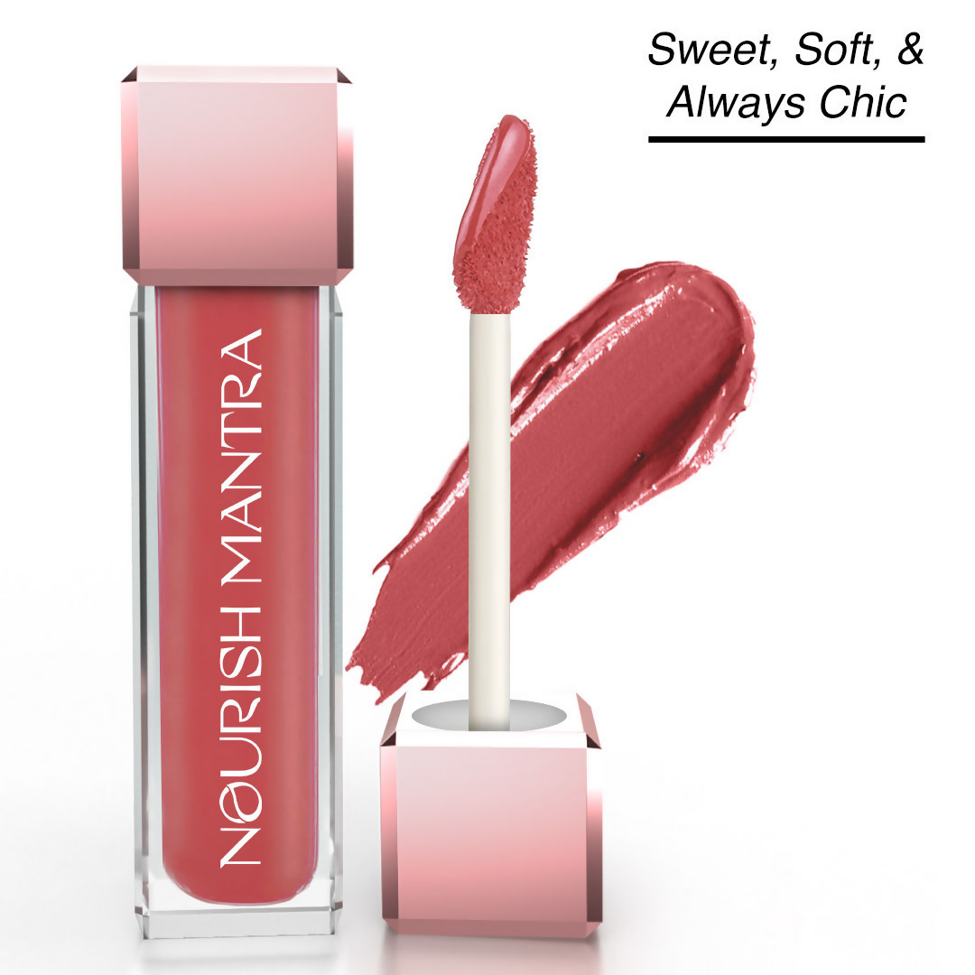 Nourish Mantra Liquid Lipstick Creamy Matte with SPF/ Water Proof, Smudge Proof Shade Masoom Pink