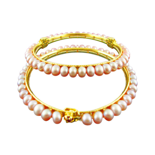 J Pearls Peach Pearl Bangles - Real Pearl Jewelry