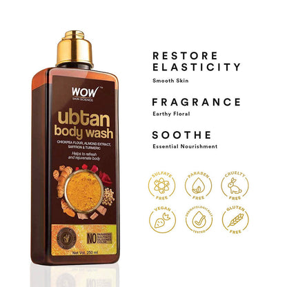 WOW Skin Science Ubtan & Ceramide Body Wash For Revives Dull Skin, Exfoliates and Softens
