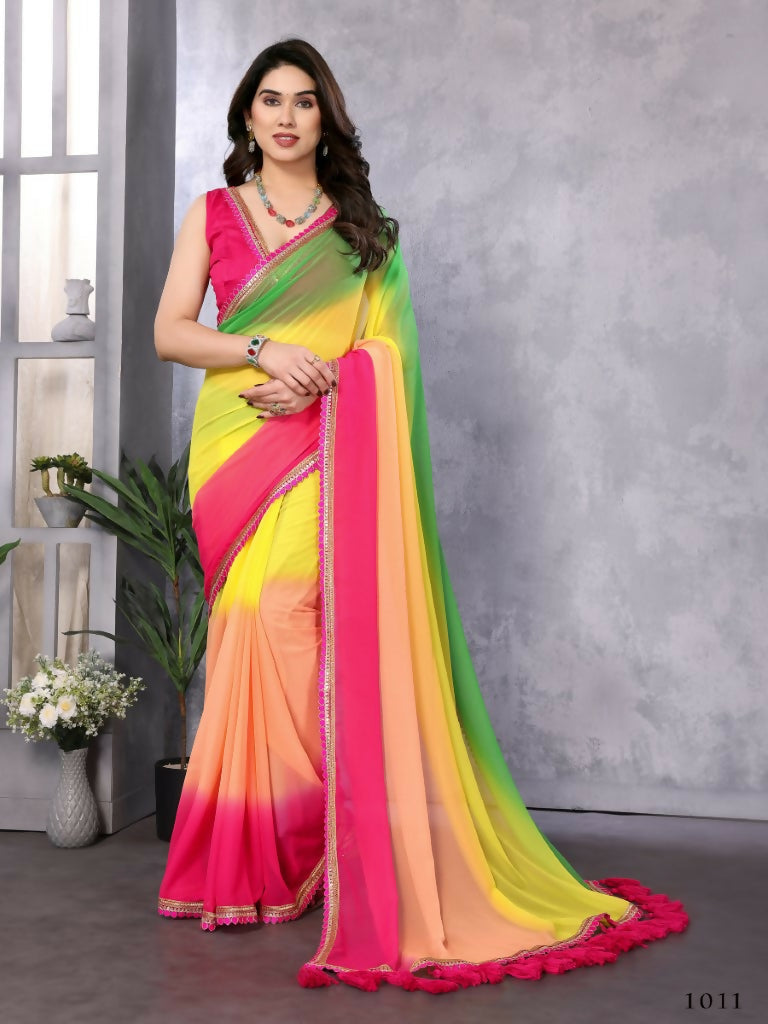 Designer Partywear Multi Georgette Fancy Saree - Kanak