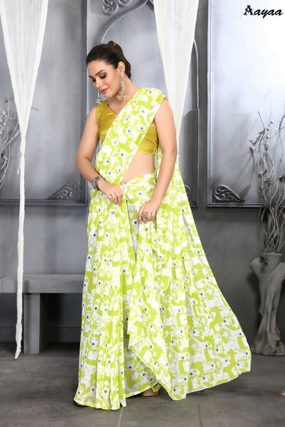 Aayaa Designer Printed Georgette Saree - Multi Color