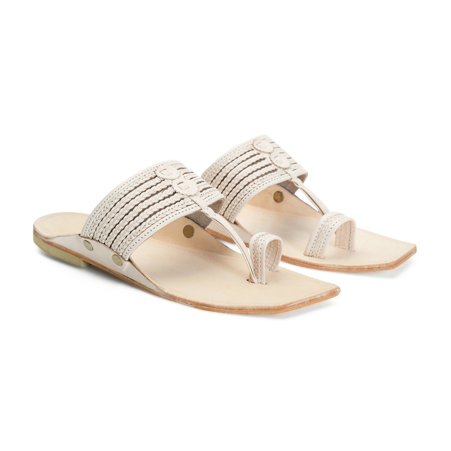 Stepsoft Men'S Natural Square Toe Kolhapuri Chappal | Original Handcrafted Leather Ethnic Slippers