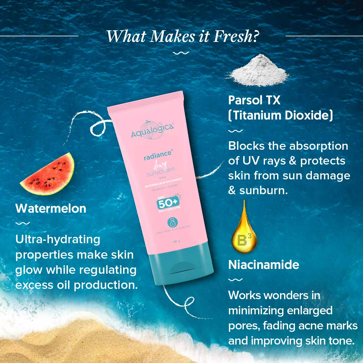 Aqualogica Radiance+ Dewy Lightweight Sunscreen Gel SPF 50+ PA+++