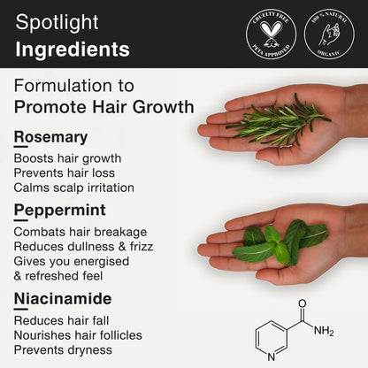 Soulflower Rosemary Water Spray with Mint For Hair growth, Hair fall control, Scalp health, Hair damage protection, Anti frizz