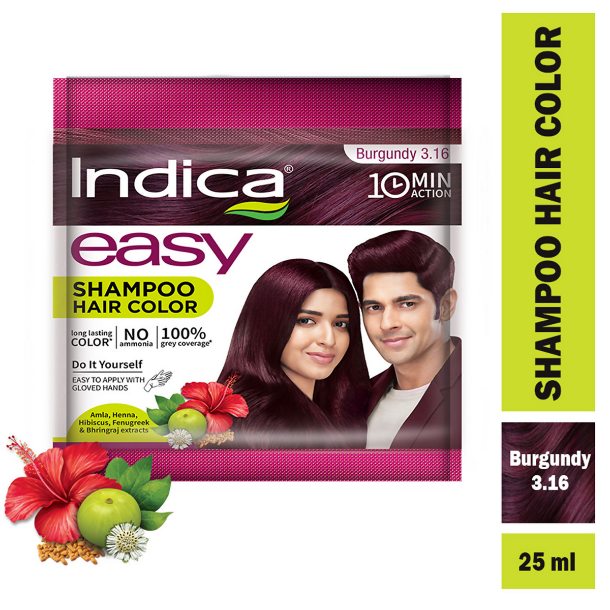 Indica Easy Hair Color Shampoo Burgundy