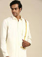 Ramraj Cotton Mens Premium Wedding Cream Dhoti with shirt Bit & Towel Set