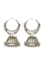 Mominos Fashion Johar Kamal Oxidised Silver-Plated With Ghungroo Jhumkas