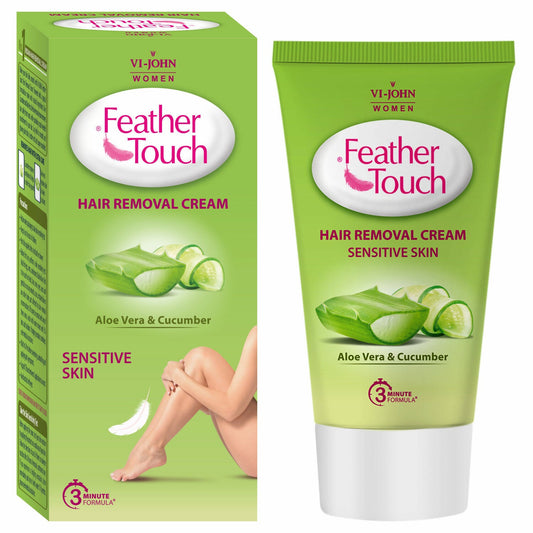 VI-JOHN Feather Touch Cucumber & Aloevera Hair Removal Cream for Women for Sensitive Skin Suitable for Legs, Underarms, Bikini Line, Arms