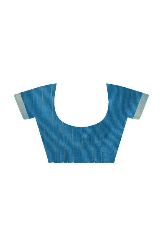 Mominos Fashion Moeza Sky Blue Bhagalpuri Handloom Silk Raj Shree Saree with unstitched Blouse piece