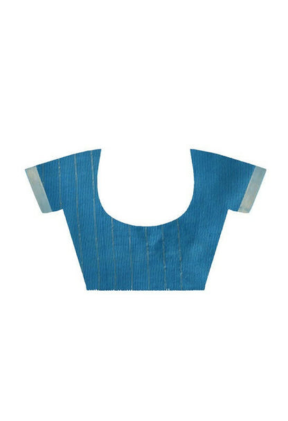 Mominos Fashion Moeza Sky Blue Bhagalpuri Handloom Silk Raj Shree Saree with unstitched Blouse piece