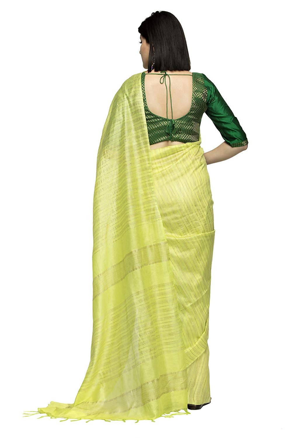 Mominos Fashion Light Parrot Green Color Bhagalpuri Saree