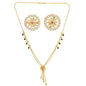 AanyaCentric Gold-Polished Short Mangalsutra Set with Earrings