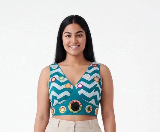 Cotton blouse with mirror