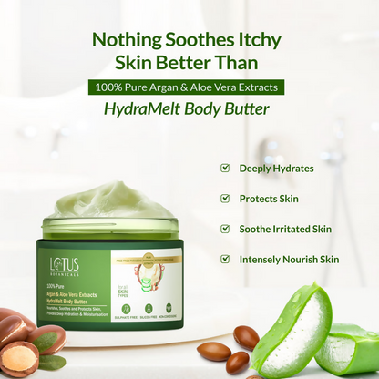 Lotus Botanicals 100% Pure Argan & Aloe Vera Extracts HydraMelt Body Butter