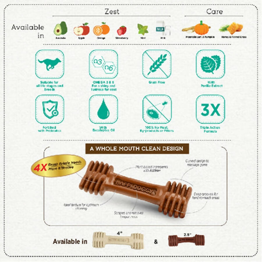 Happi Doggy Vegetarian Dental Chew Zest - Strawberry