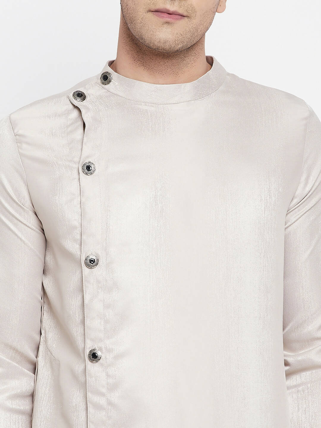 Even Apparels Beige Rayon Men's Sherwani Kurta With Asymetrical Cut