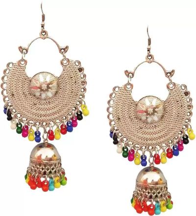 Gold-Polished Alloy Oxidised Designer Earrings - The Pari
