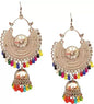 Gold-Polished Alloy Oxidised Designer Earrings - The Pari