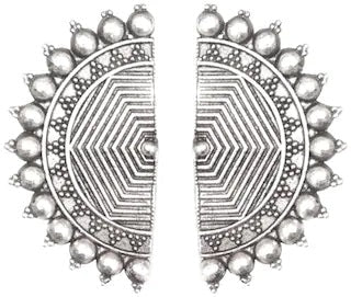 Silver-Plated Alloy Oxidised Designer Half Moon Earrings - The Pari