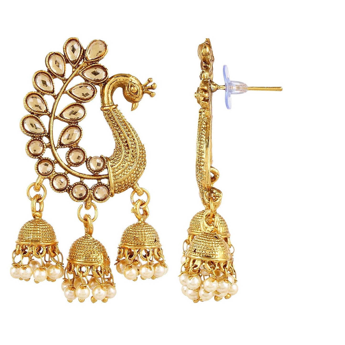 Gold-Polished Alloy Golden Peacock Earrings - The Pari