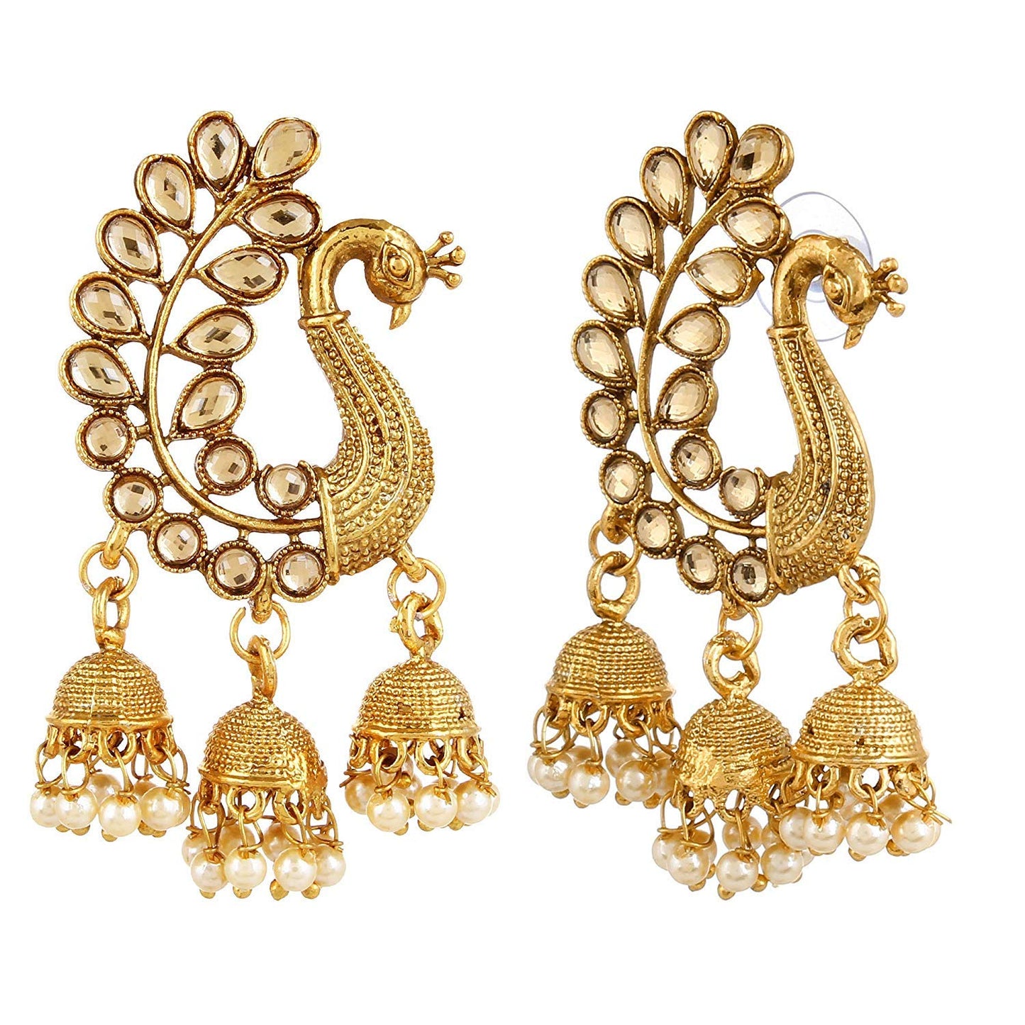Gold-Polished Alloy Golden Peacock Earrings - The Pari