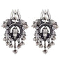 Rhodium-Plated Alloy Ganesh Ji Shaped Silver Earrings - The Pari
