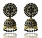 Gold-Polished Alloy Black Rhinestones Studded Jhumki Earrings - The Pari