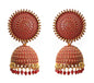 Gold-Polished Alloy Red Sun Shaped Jhumka Earrings - The Pari