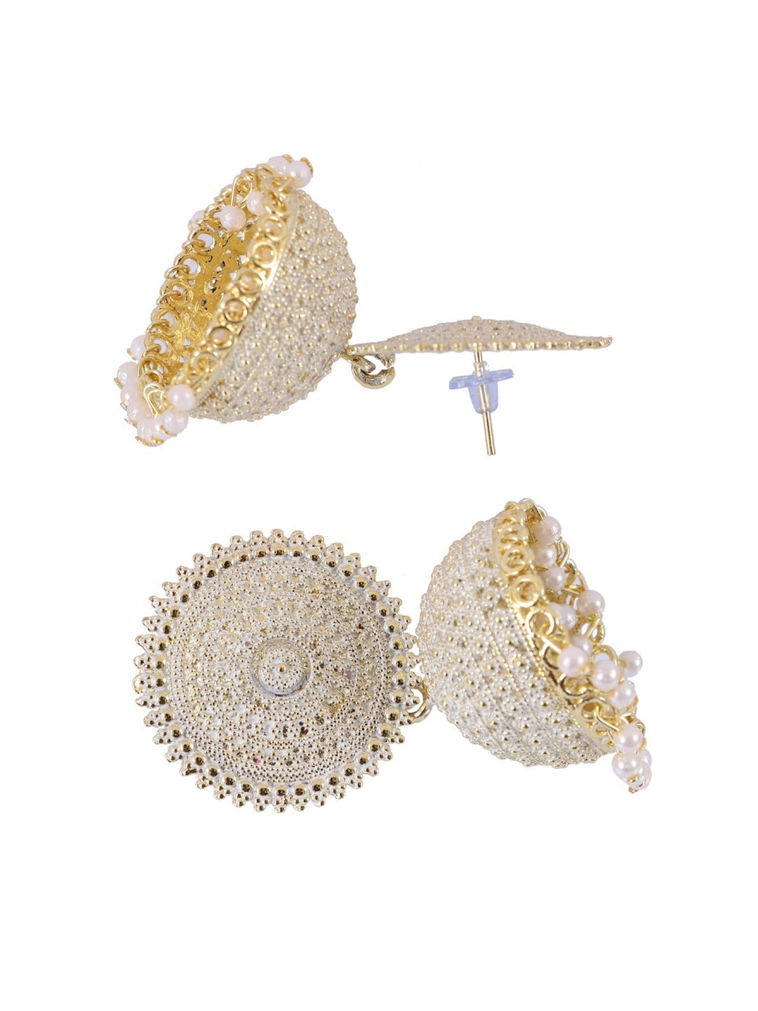 Gold-Polished Alloy White Sun Shaped Jhumka Earrings - The Pari