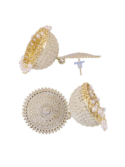 Gold-Polished Alloy White Sun Shaped Jhumka Earrings - The Pari