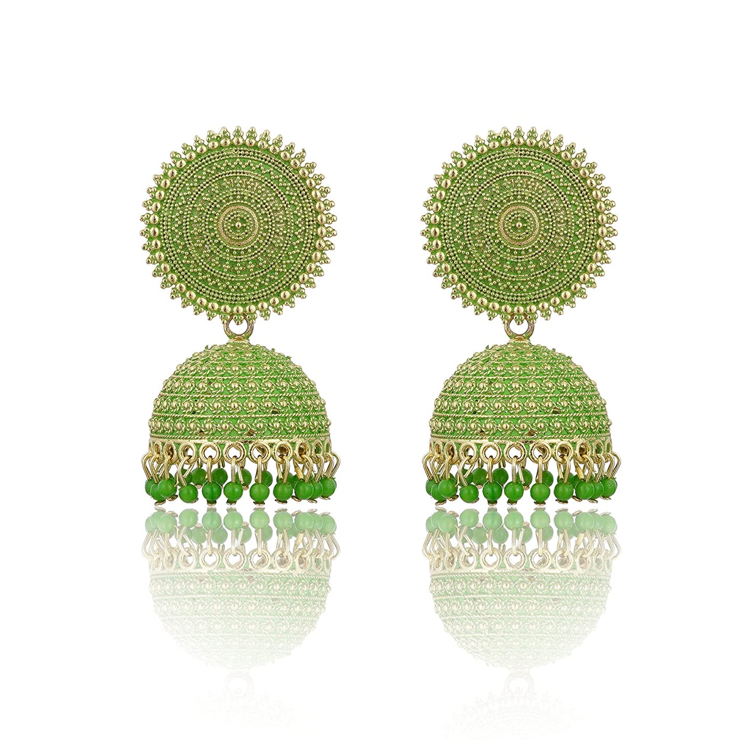 Gold-Polished Alloy Greensun Shaped Jhumka Earrings - The Pari