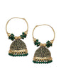 Gold-Polished Alloy Green Hoop Jhumka Earrings - The Pari
