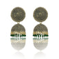 Gold-Polished Alloy Green Sun Shaped Jhumka Earrings - The Pari