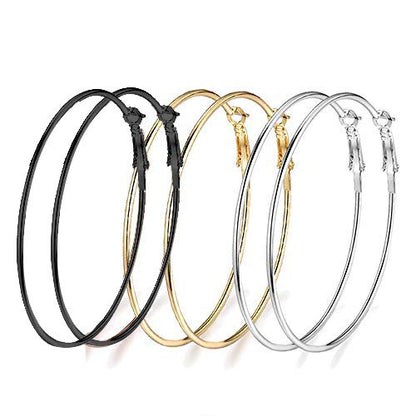 Rhodium-Plated Alloy Assorted Hoop Earrings Combo - The Pari