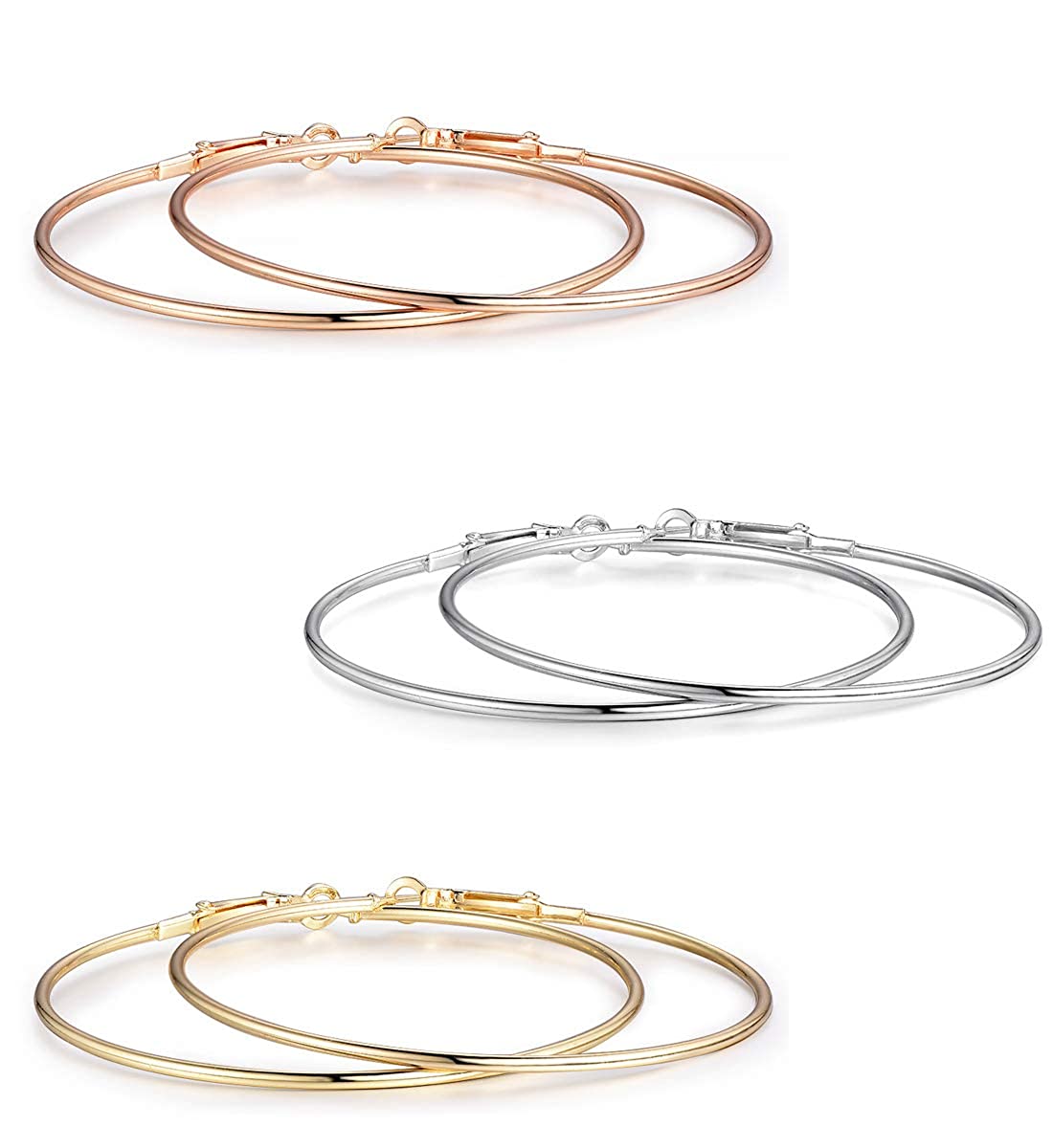 Rhodium-Plated Alloy Assorted Hoop Earrings Combo - The Pari