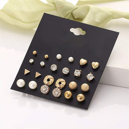 Rhodium-Plated Alloy Metallic Geometric Earrings Combo - The Pari