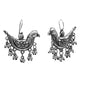Rhodium-Plated Alloy Silver Bird Designed Antique Earrings - The Pari