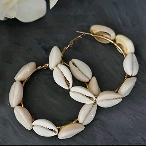 Gold-Polished Alloy Sea Shell Hoop Earrings - The Pari