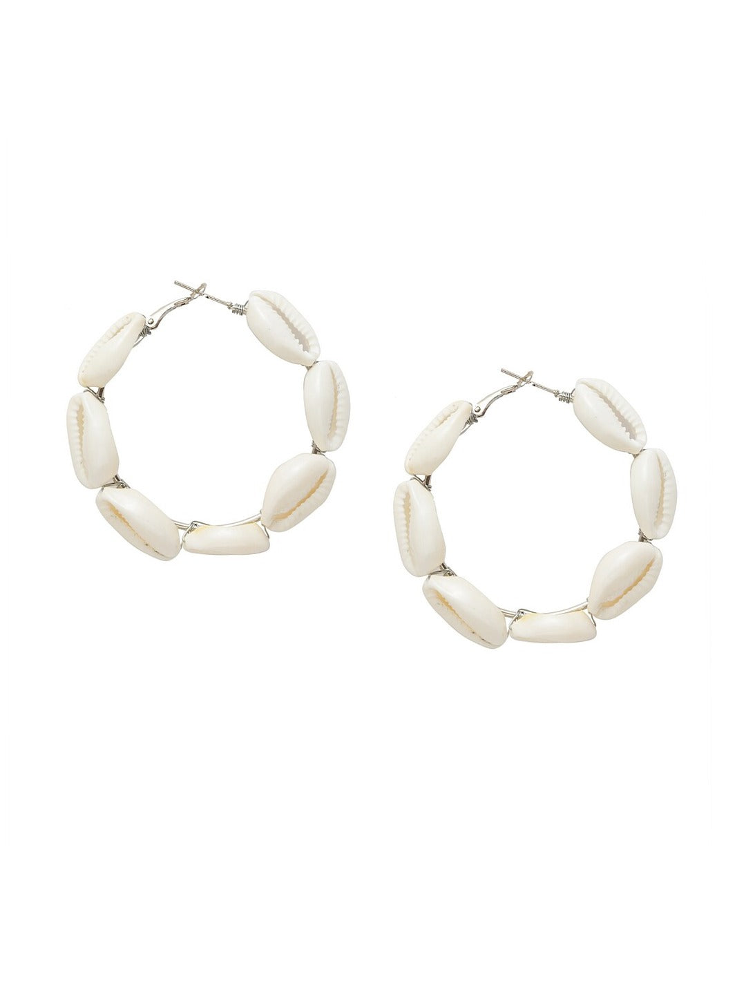 Gold-Polished Alloy Sea Shell Hoop Earrings - The Pari