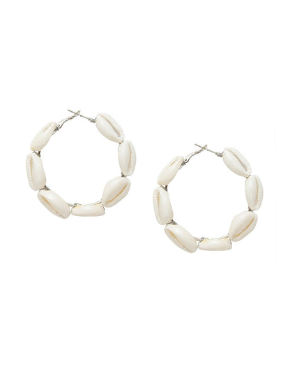 Gold-Polished Alloy Sea Shell Hoop Earrings - The Pari