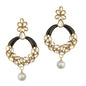 Gold-Polished Alloy Black Enamel Ethnic Earrings - The Pari