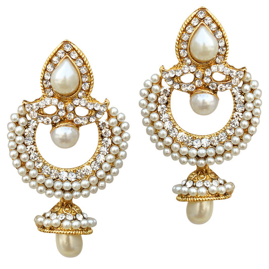 Gold-Polished Alloy Traditional Look Pearl Studded Earrings - The Pari