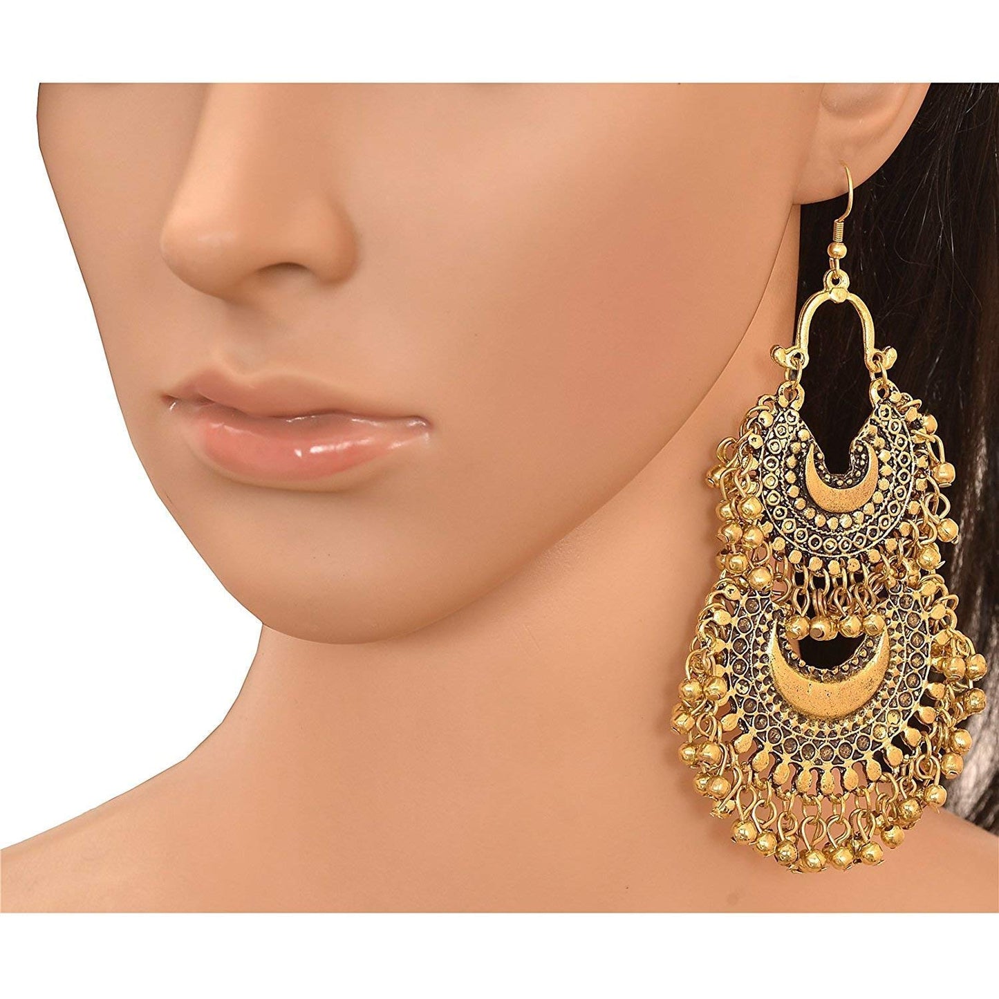 Gold-Polished Alloy Oxidised Designer Earrings - The Pari