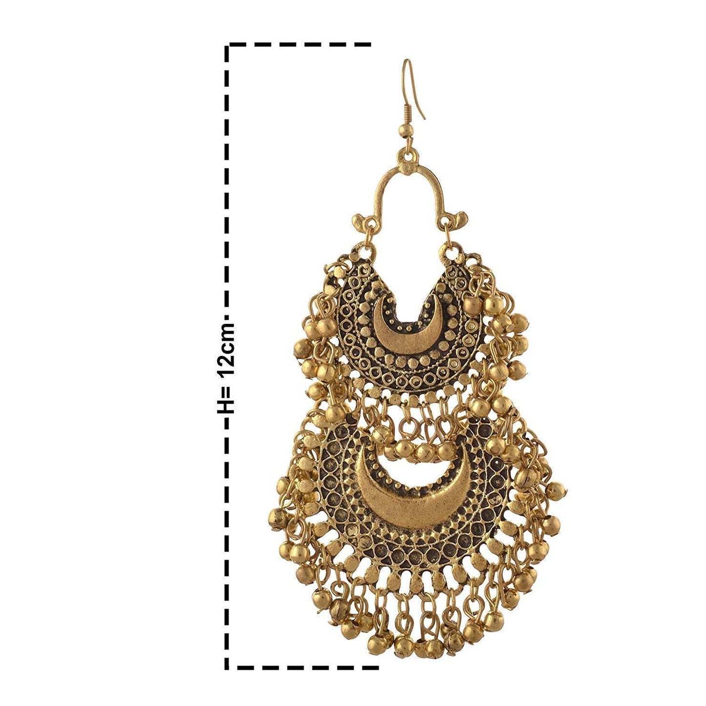 Gold-Polished Alloy Oxidised Designer Earrings - The Pari