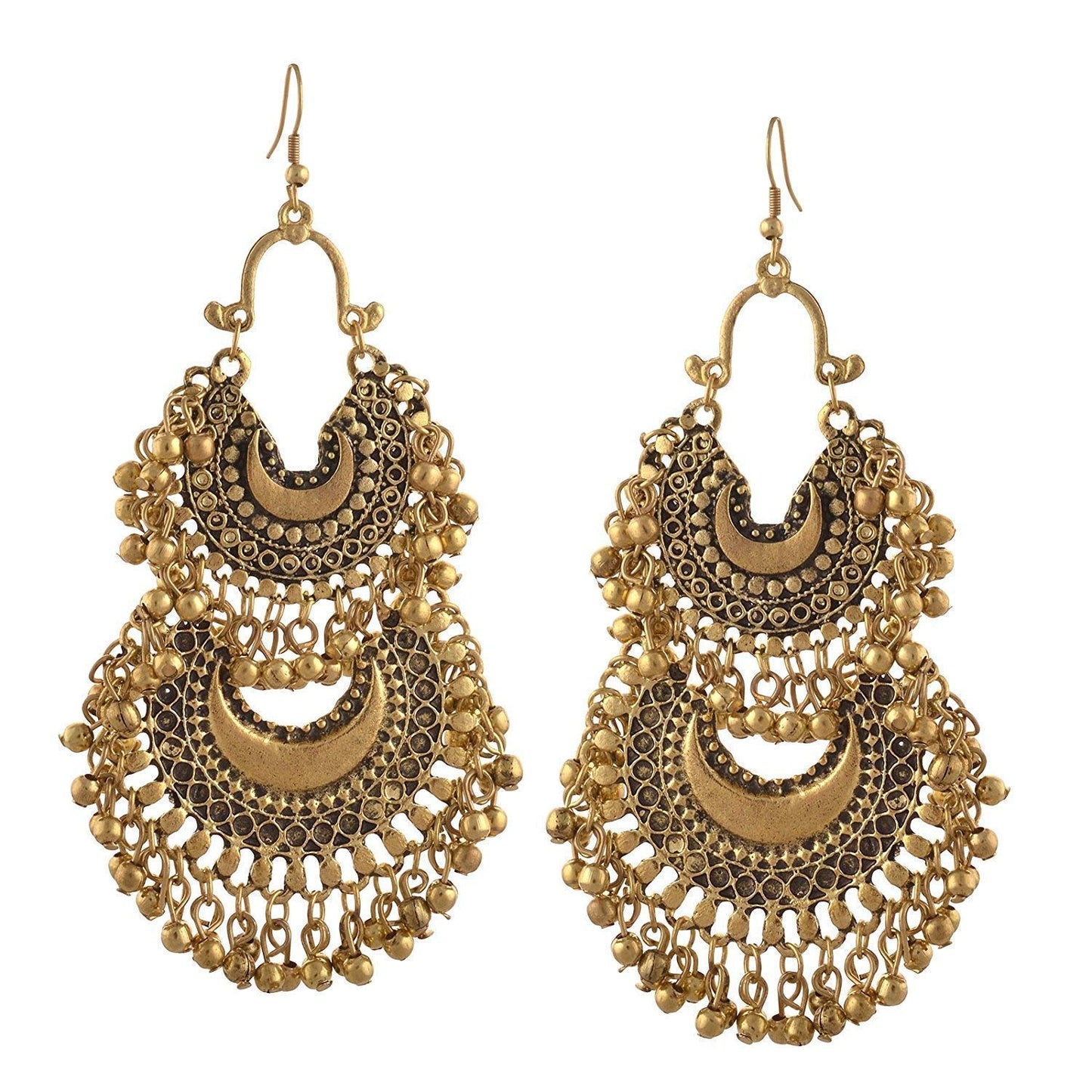 Gold-Polished Alloy Oxidised Designer Earrings - The Pari